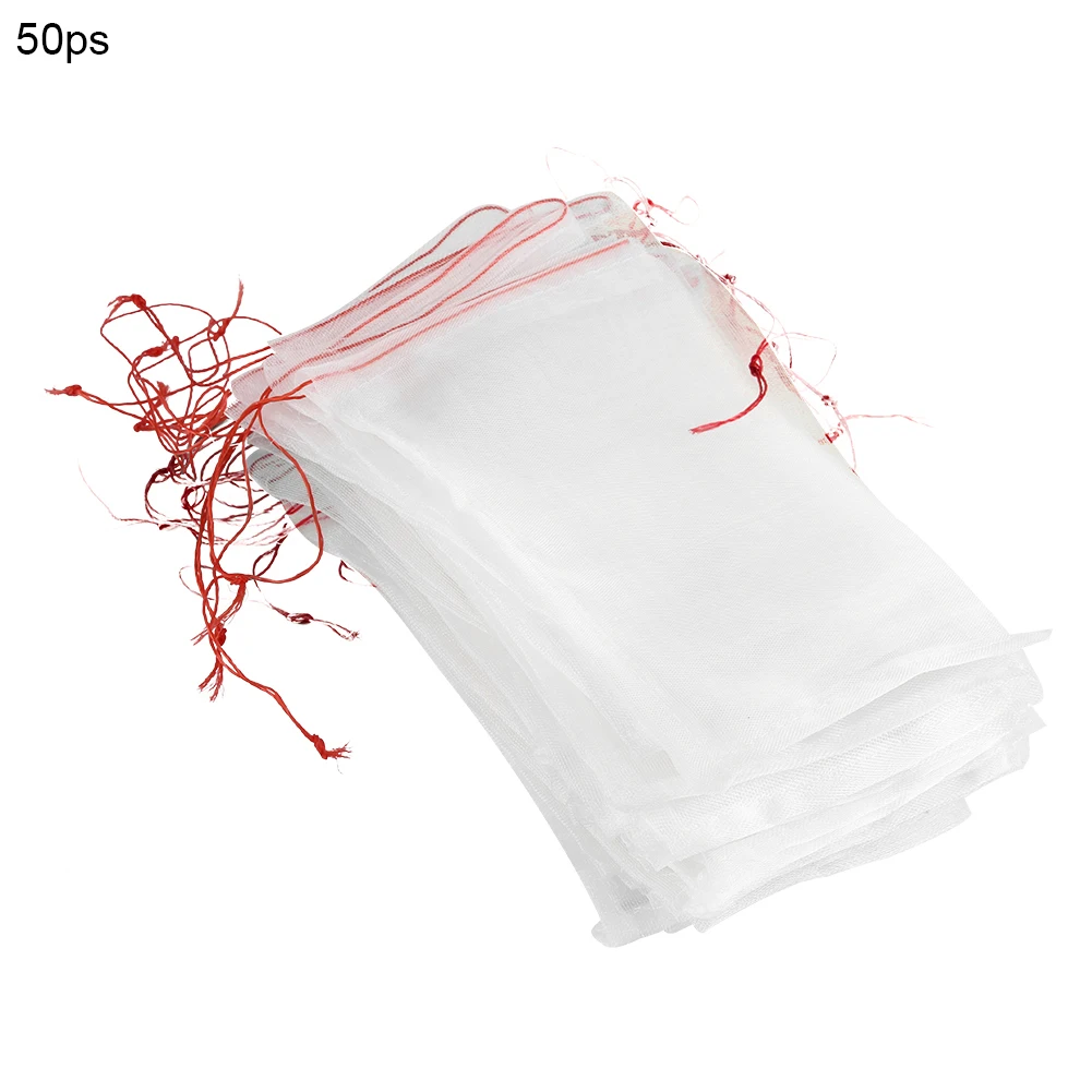 

50pcs Plant Fruit Protection Bags Drawstring Mesh Bag Against Insect Pest Garden Tools 25*15cm Fruit Mesh Bag Fruit Mesh Bag
