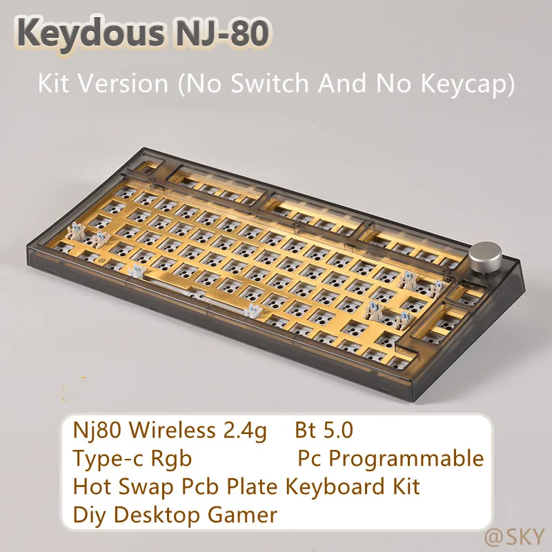 

NJ80 Wireless 2.4g Bt 5.0 Type-c Rgb Mechanical Keyboard for Pc Programmable Hot Swap Pcb Plate Keyboard Kit Diy Desktop Gamer