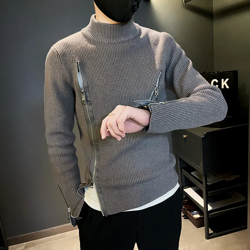 2022 Men Turtleneck Sweaters Pullovers Winter Casual Solid Knitted Turtleneck Wool Sweater Fashion Men Pullover Homme S-3XL