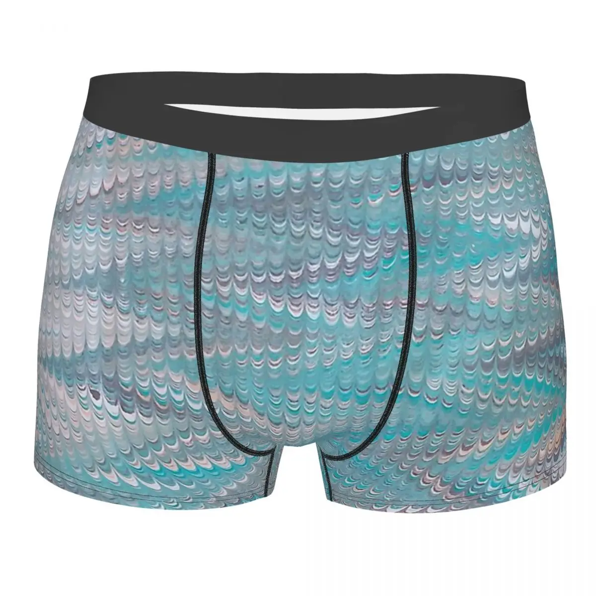 Blue Waves An Hint Of Gold Sparkles Scallopped Marbling Marbled Marble Underpants Panties Male Underwear Shorts Boxer Briefs