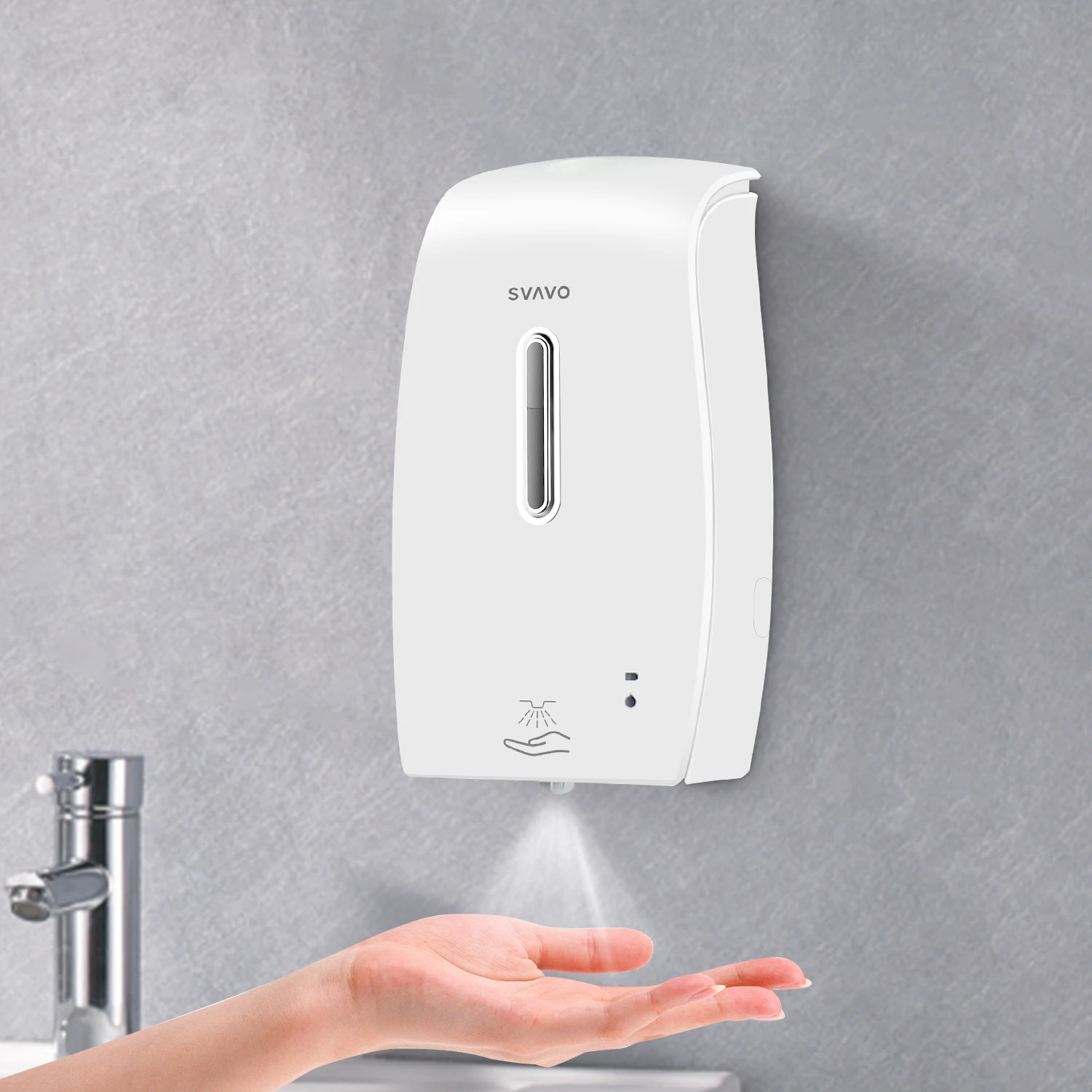 

SVAVO Sanitizer Spray Dispenser Wall Mount 21oz/600ml Automatic Sanitizer Dispenser With Touchless Infrared Sensor for Home Kids