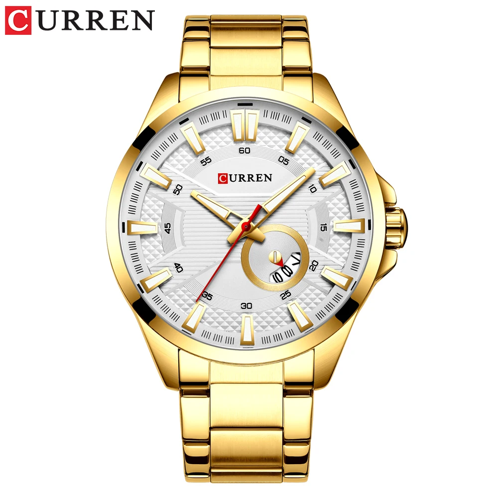 

Watches Men's Top Brand CURREN Fashion Causal Quartz Wristwatch Stainless Steel Band Clock Male Watch Silver Black
