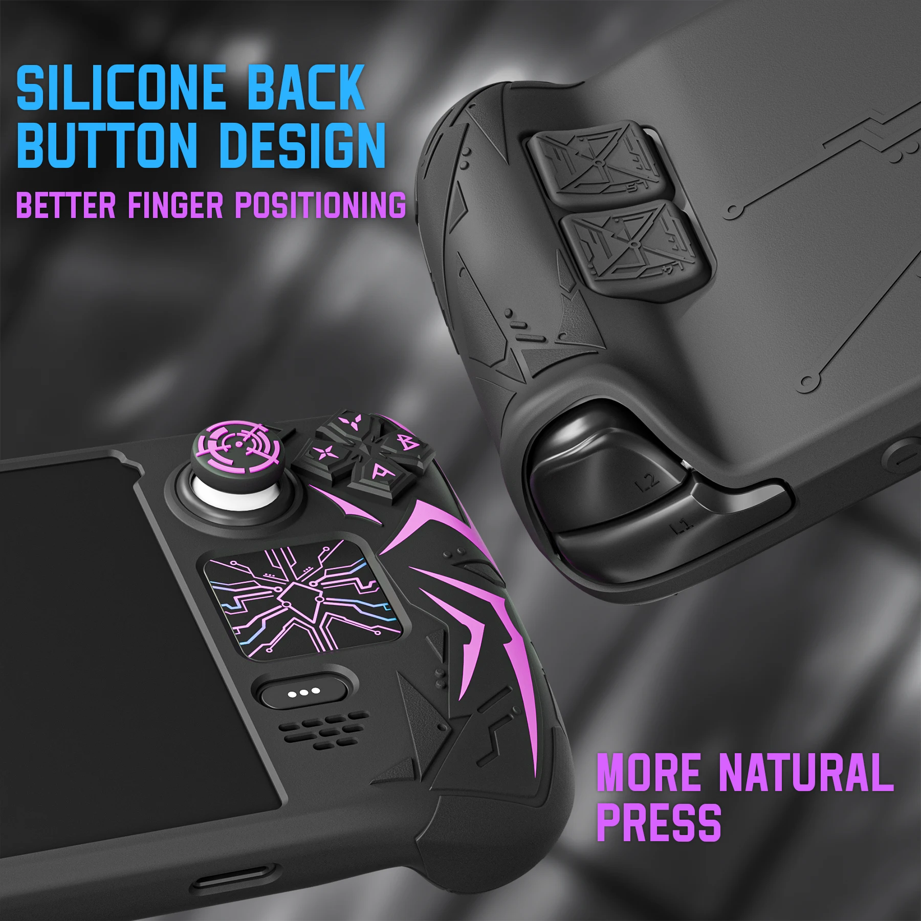 Фото Защитный чехол PlayVital Cyber Spider для Steam Deck OLED/LCD, противоскользящий силиконовый чехол с улучшенными кнопками на задней панели №5