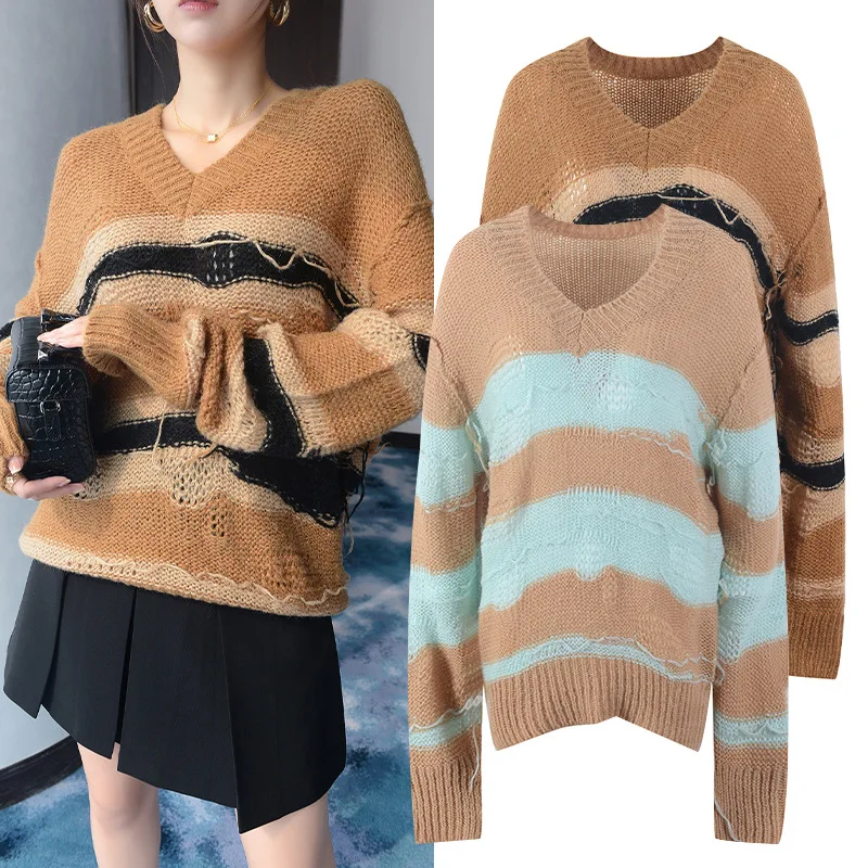 

Свитер y2k, винтажный женский модный свитер в Корейском стиле, милая модель большого размера, модель 2020 года, 2021