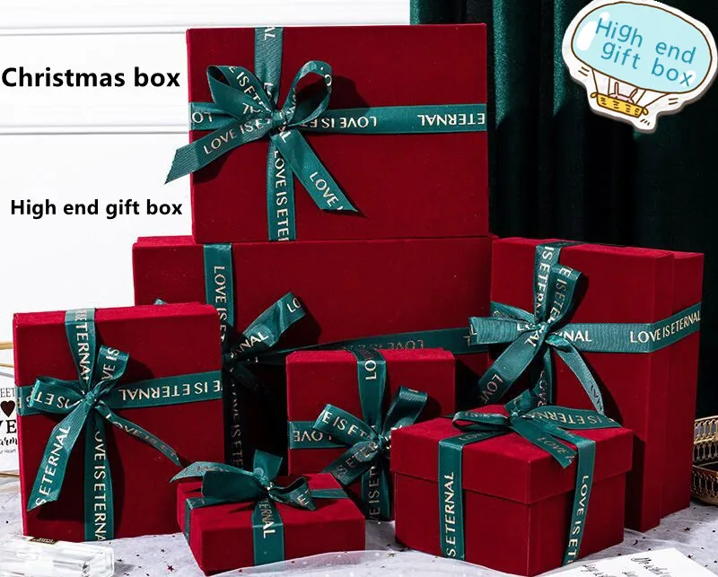 

Christmas gift box flannelette gift box bow bow gift box heaven and earth lid gift box empty box creative gift box red gift box