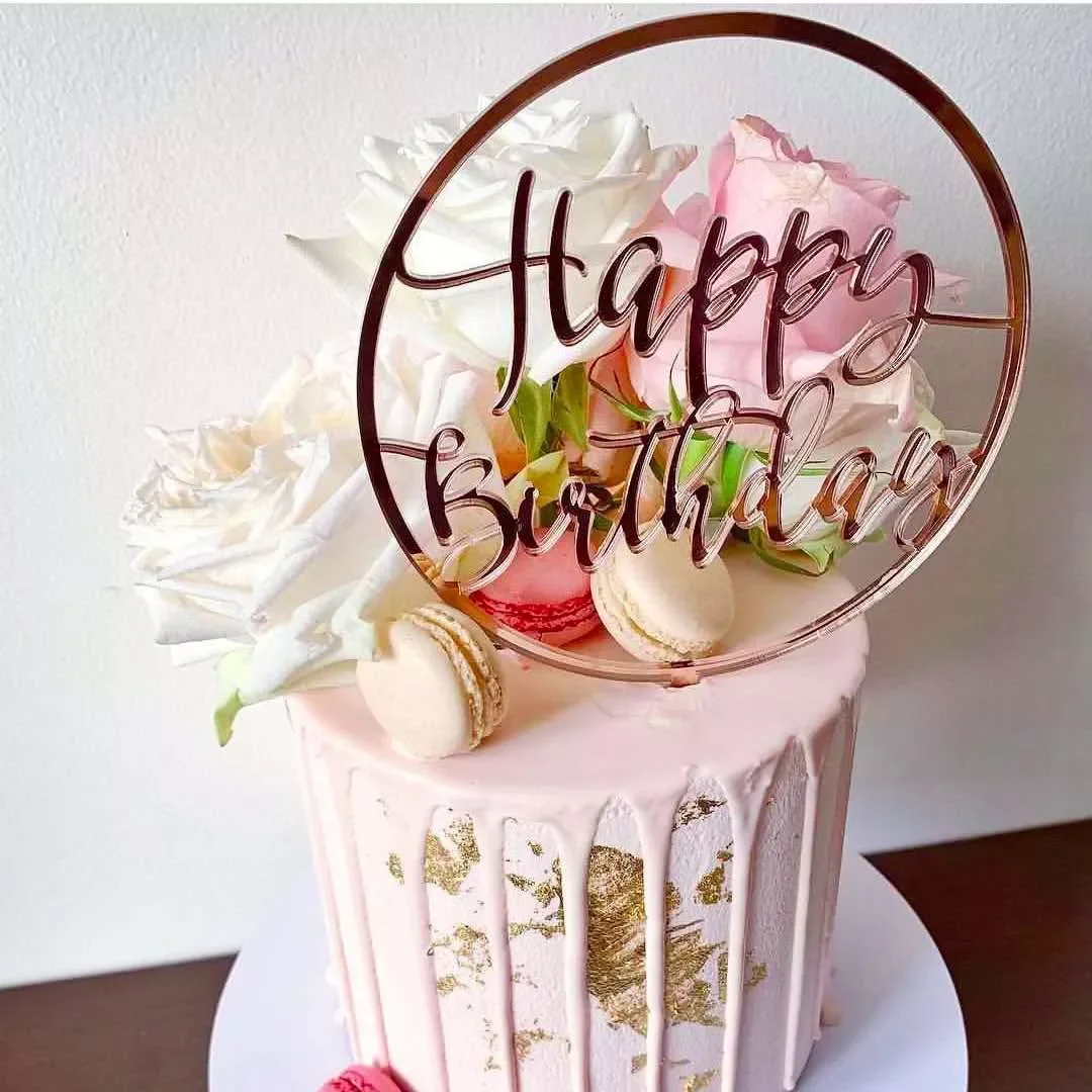 

Acrylic Rose Gold Happy Birthday Cake Topper Child Girl Birthday Party Decorations Baby Shower Candy Bar Cake Supplies