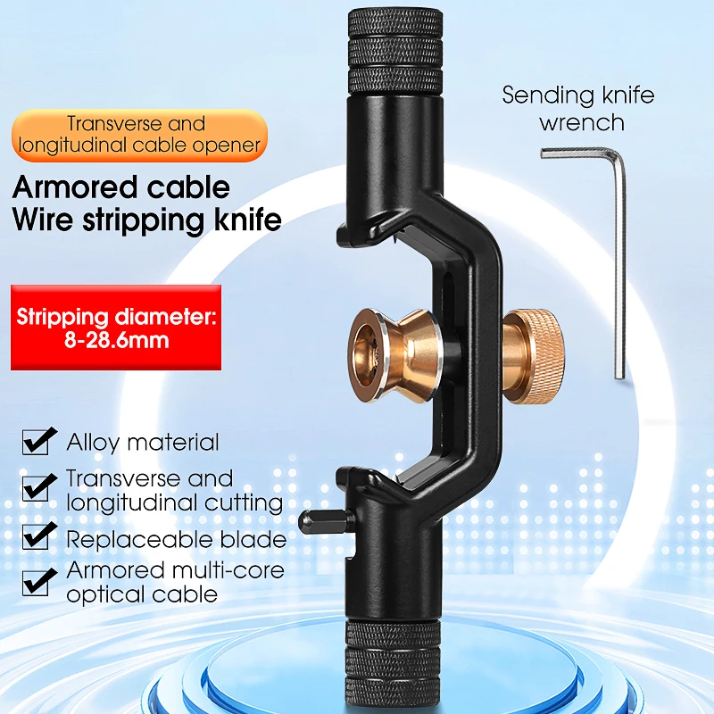 Armored Cable Stripping Knife 8-28.6mm&4-10mm Fiber Optic Jacket Slitter Cable Sheath Cutter Cable Wire Stripper Tools