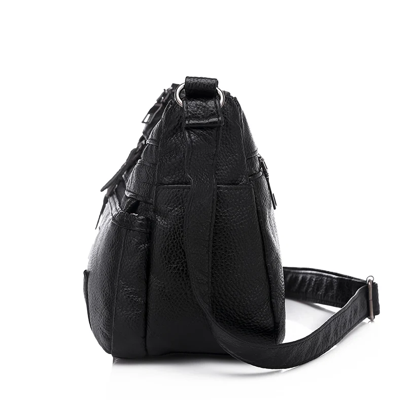 Кожаные повседневные сумки на плечо для женщин Многослойная Сумочка через