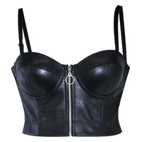 sexy leather gothic clothing corselet top burlesque steampunk bustiers corset women bra tops