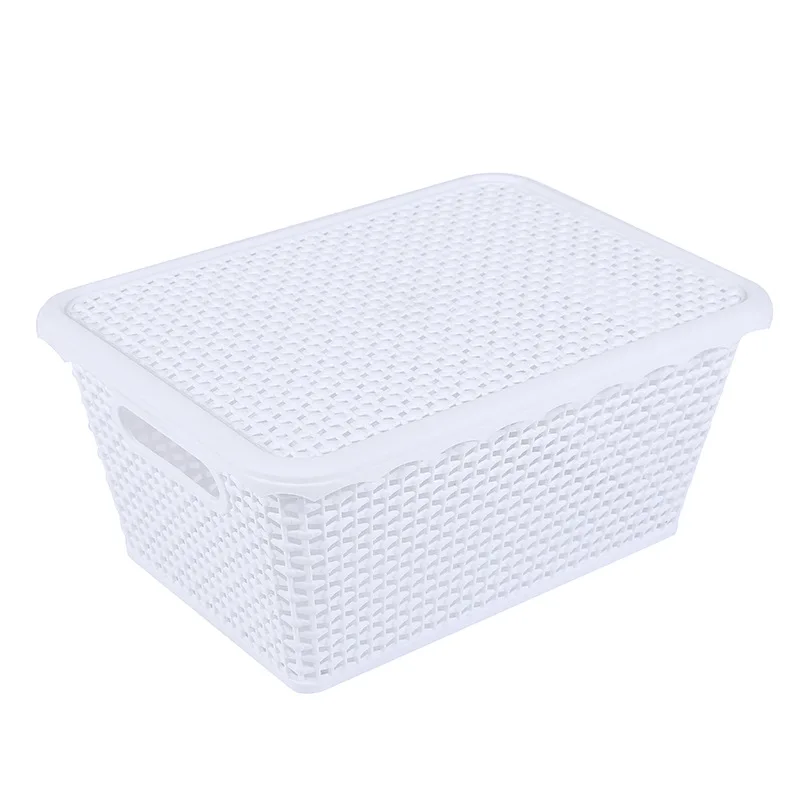 

Storage basket plastic desktop wardrobe household storage box cosmetics clothing sundries with cover kitchen rattan storage