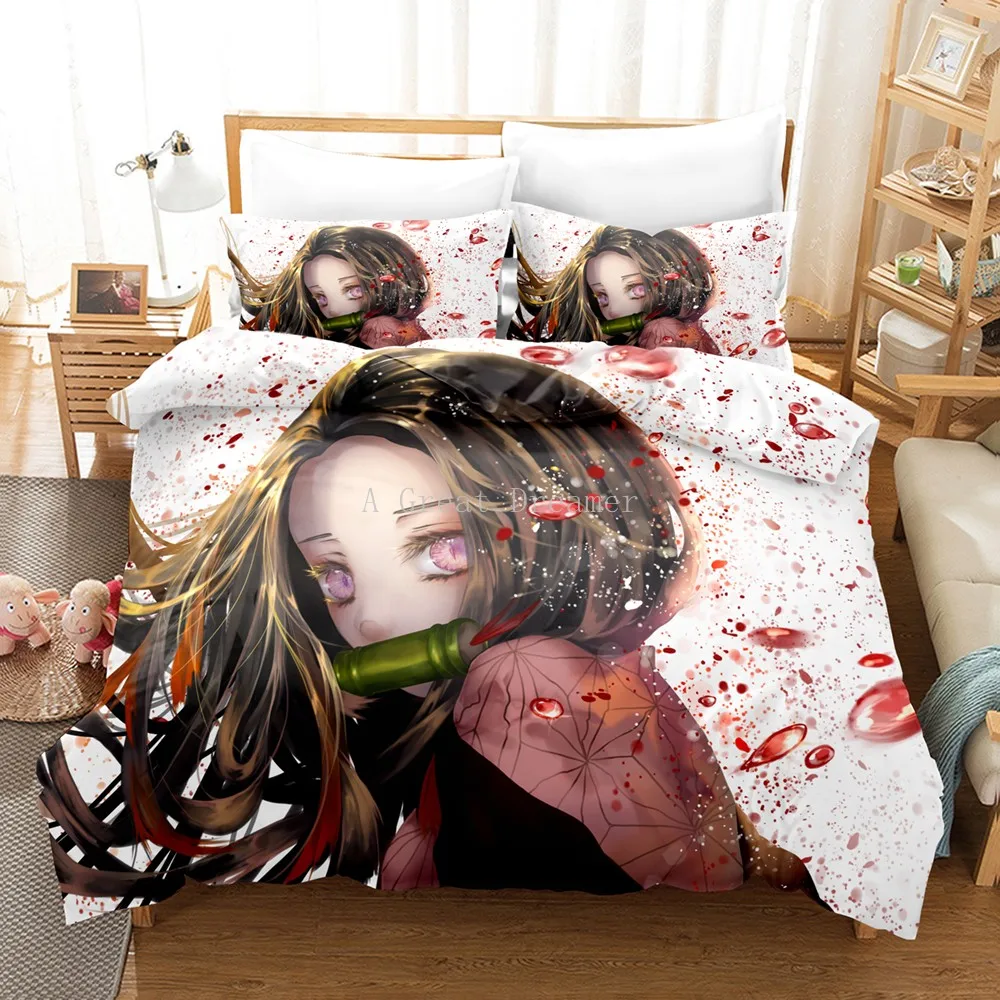 

Kamado Nezuko Bedding Set Anime Demon Slayer 3D Printed Duvet Covers Pillowcases Comforter Bedding Set Bedclothes Bed Linen 01