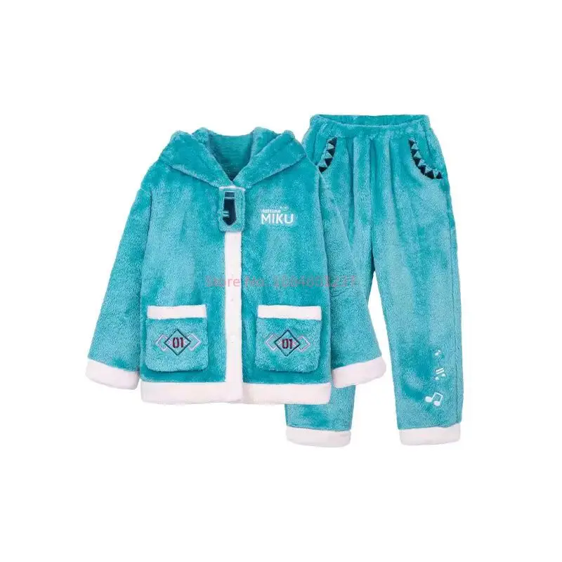 Зимняя свободная теплая Пижама Hatsune Miku серии Happy Home Y2k комплект плюшевой домашней