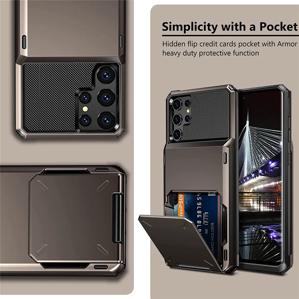 

Flip Hidden Pocket Dual Layer Protective Case For Samsung Galaxy S23 Ultra Plus S23+ Card Cover for Samsung S23 S 23 Plus Ultra