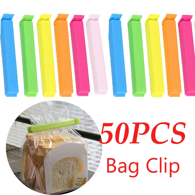 

Reusable Food Bag Clips Plastic Snack Sealing Storage Clip Portable Travel Bag Sealer Kitchen Snack Organzier Random Color