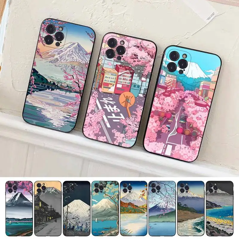 

Japanese Aesthetic Traint Moun Fuji Phone Case For iPhone 14 11 12 13 Mini Pro XS Max Cover 6 7 8 Plus X XR SE 2020 Funda Shell