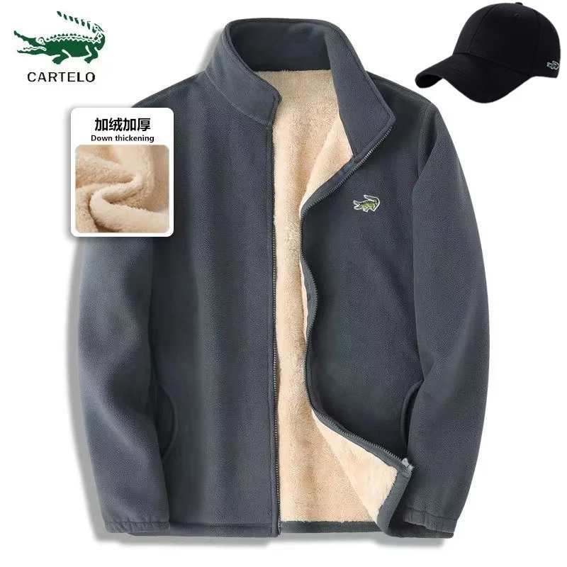 

CARTELO 2023 Autumn/Winter Men's Water and Wind-Resistant Parkas Fashion Casual Stand Collar Thickened Embroidered Warm Jacket