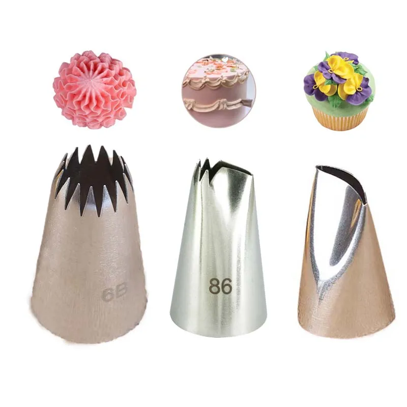 

3Pcs Pastry Nozzle Metal Cake Cream Puff Cookies Cupcake Head Dessert Decoration Tips Pastry Tools Piping Icing #123 86 6B