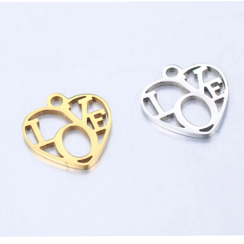 

New 20pcs Mirror Polish Stianless Steel Hollow Love Heart Charms Pendant Findings 12mmx12mm