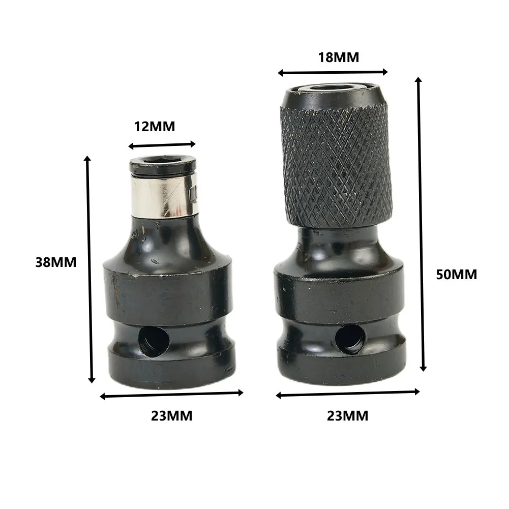 

2Pcs/set 1/2 Square Drive To 1/4 Hex Shank Drill Bit Chuck Adapter Converter Kit Ratcheting Wrench Into A Driver