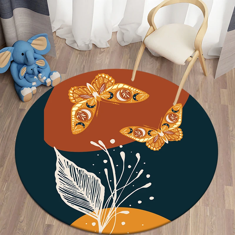 

Ковер круговой из полиэстера, моющийся нескользящий ковер в богемном стиле для гостиной, спальни, ванной комнаты, украшения пола