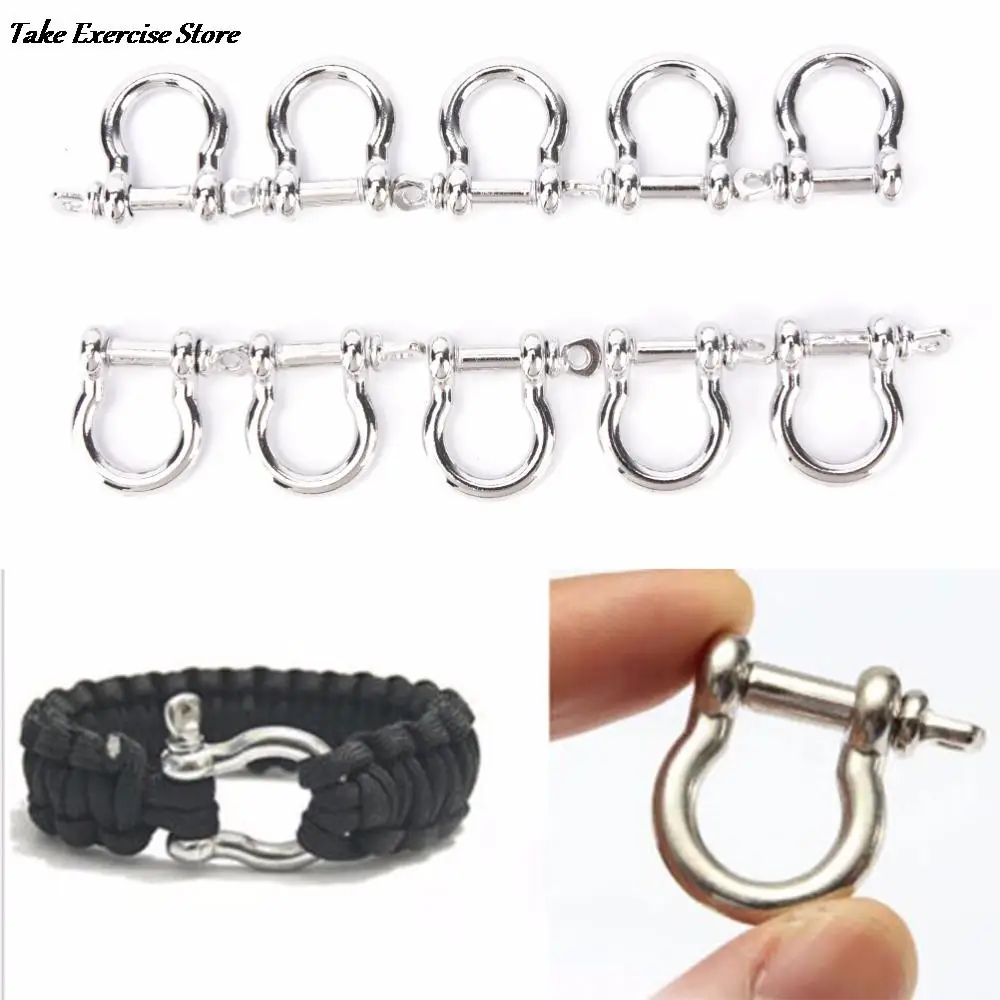 

5/10 Pcs Stainless Steel Outdoor Camping Survival Rope Survival Bracelets O-Shaped Shackle Buckle