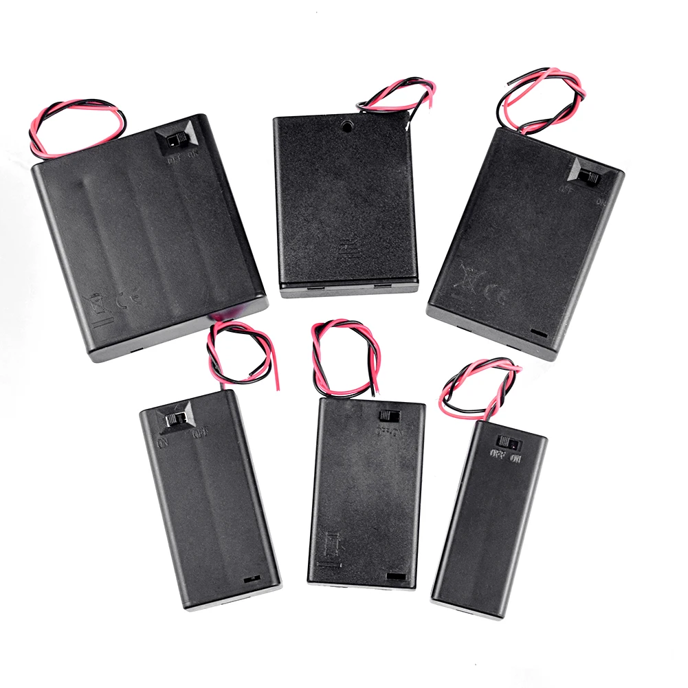 

AAA AA 18650 Battery Holder Case Box With Leads With ON/OFF Switch Cover 2 3 4 6 8 Slot Standard Battery Container Drop Shipping