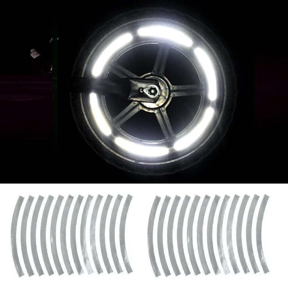 

24pcs Universal Motorcycle Sticker Wheel Rim Reflective Strips Decorative Stripe Car Bike Motorbike Bicycle Wheel Decor Trim