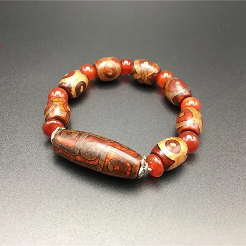 Бусины дзи из натурального камня Тибетский трехглазный браслет бусины с небом