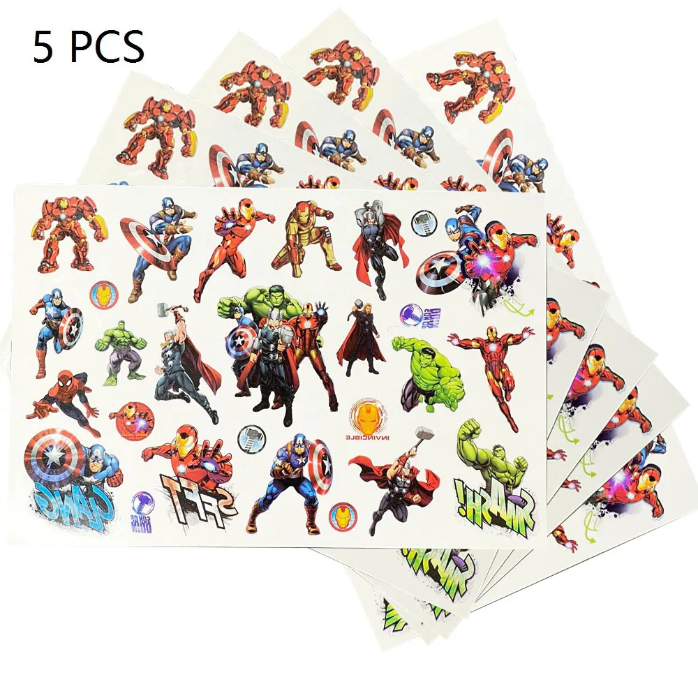 5PCS Disney Frozen magic Spiderman Mickey Mouse Tattoo stickers action figure super heroes Cartoon boys girls birthday gifts toy |