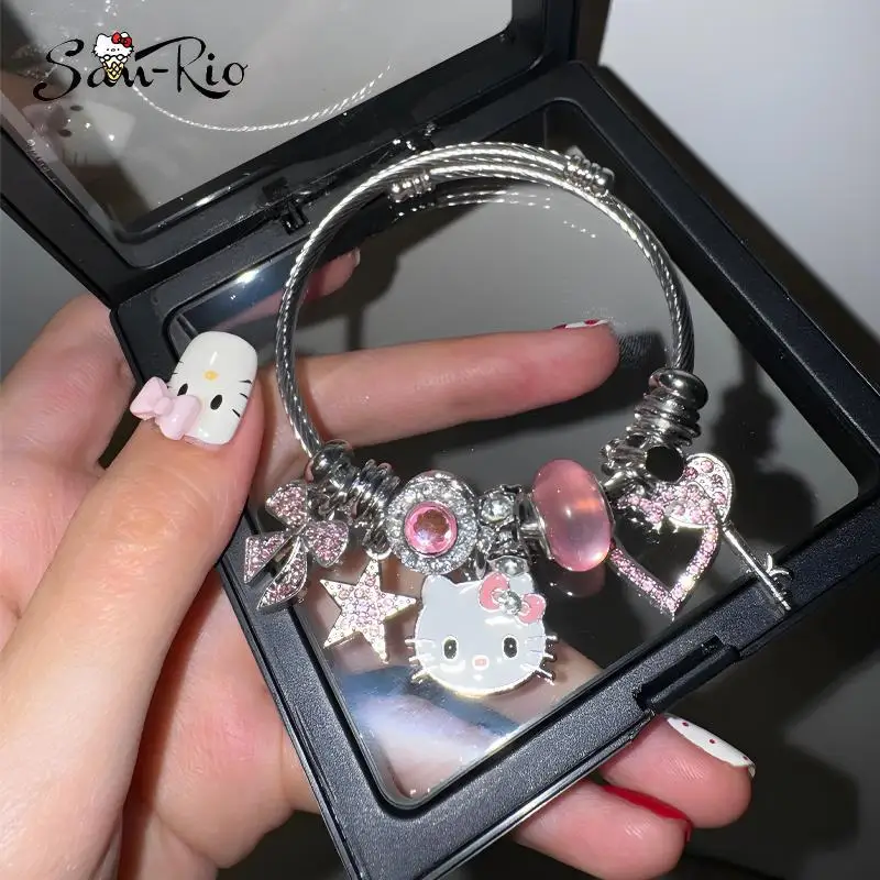 Браслет Hello Kitty женские браслеты с подвесками браслет из нержавеющей стали
