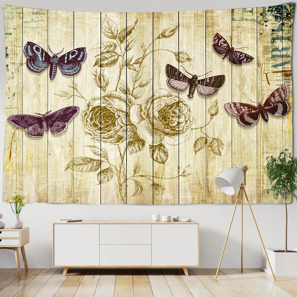 Настенный гобелен с растениями на деревянной доске настенный Подвесной Гобелен