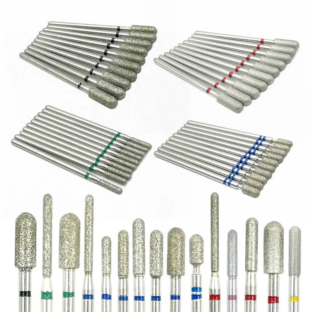 

10pcs C Series Round Cylinder Nail Diamond Drill Bit For Electric Manicure Machine Accessories Mills Cutter Bits
