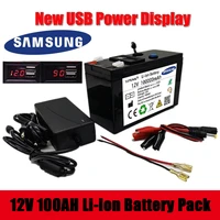 lifepo4 lithium battery 12v 100ah draagbare oplaadbare batterij ingebouwde 5v 2 1a usb power display poort opladen met lading