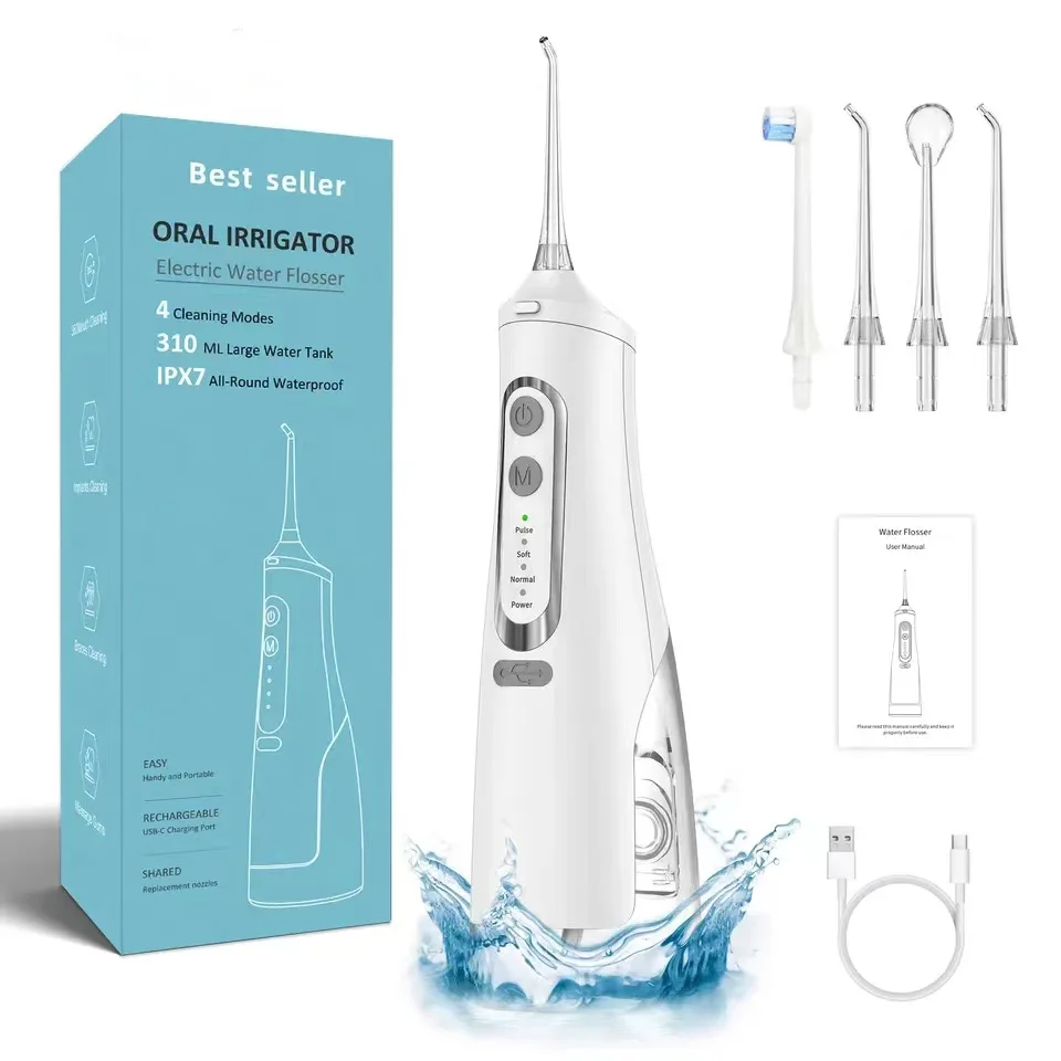 

Oral Irrigator USB Rechargeable Water Flosser Portable Dental Water Jet 310ML Removable Water Tank Waterproof Oral Teeth Cleaner