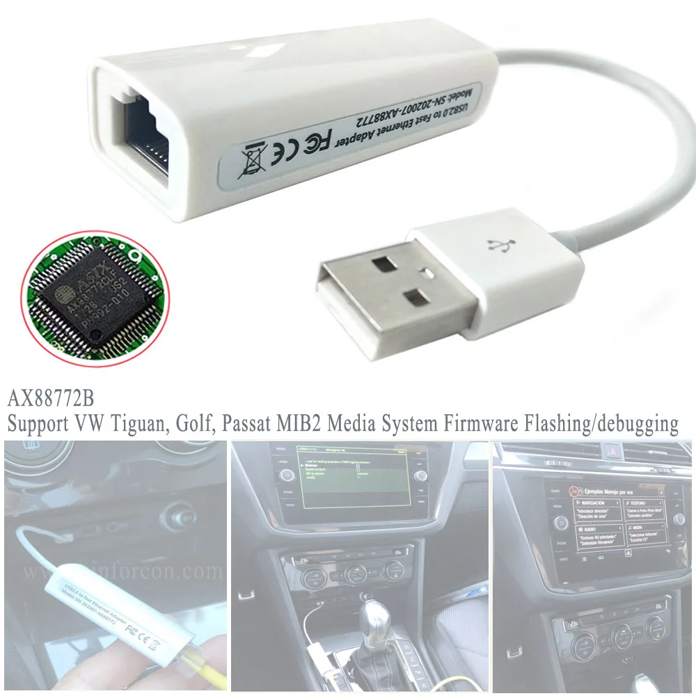 

Интерфейсный кабель USB-LAN Ax 88772 для Volkswagen VW Passat Golf Tiguan Media System MIB2, кабель для обновления флэш-памяти