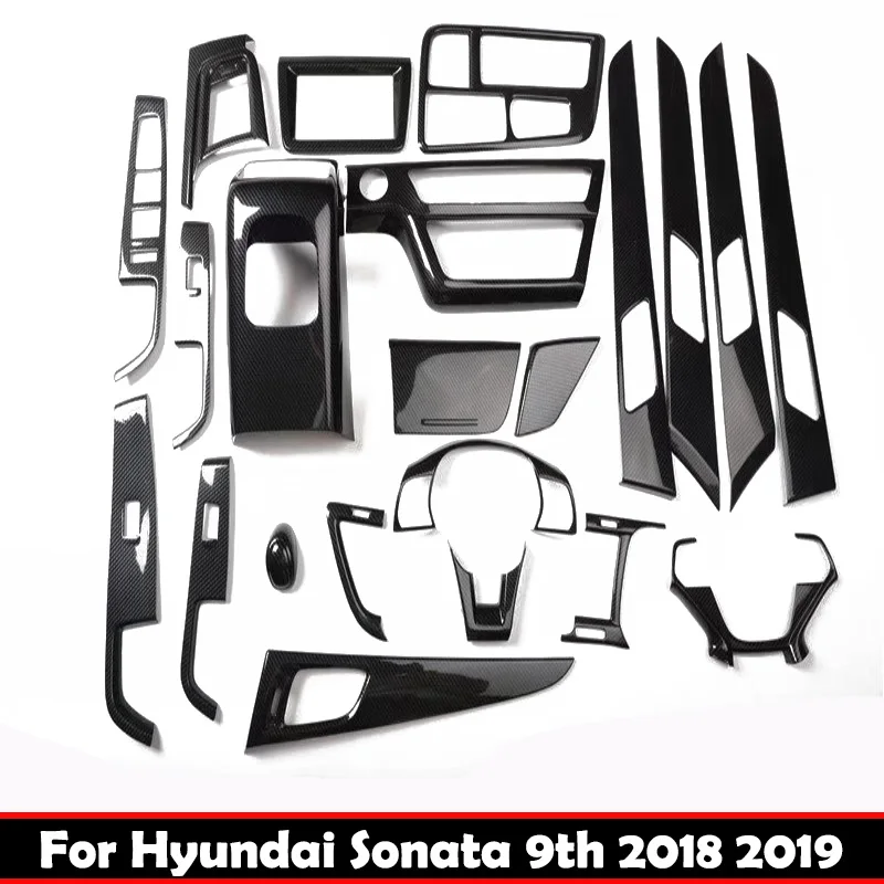 Фото LHD для Hyundai Sonata 9 2018 2019, крышка переключателя окна, внутренняя дверная ручка, крышка чаши, крышка кондиционера, аксессуары для интерьера №1