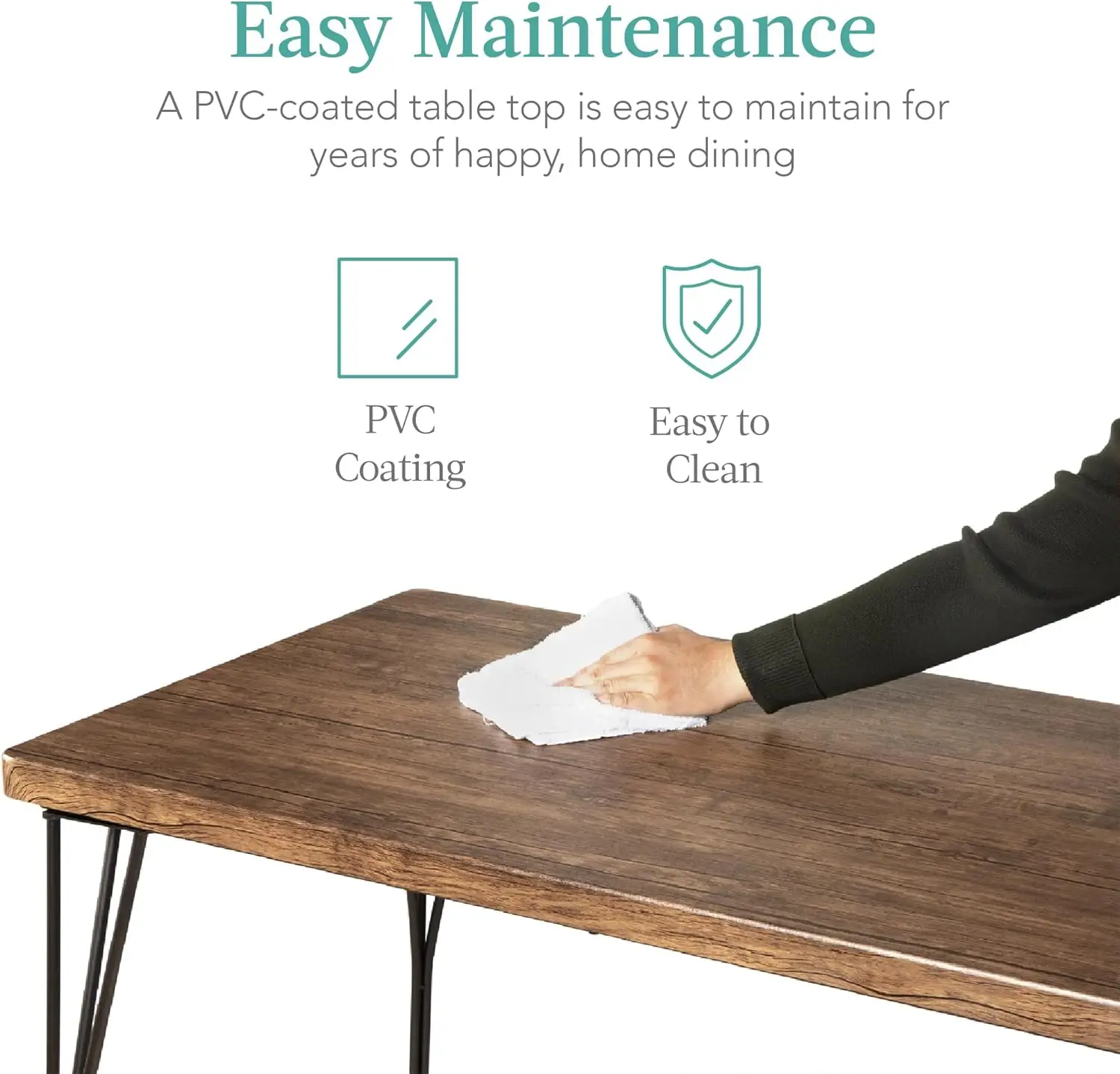 Современный прямоугольный обеденный стол из 5 предметов металла и дерева набор