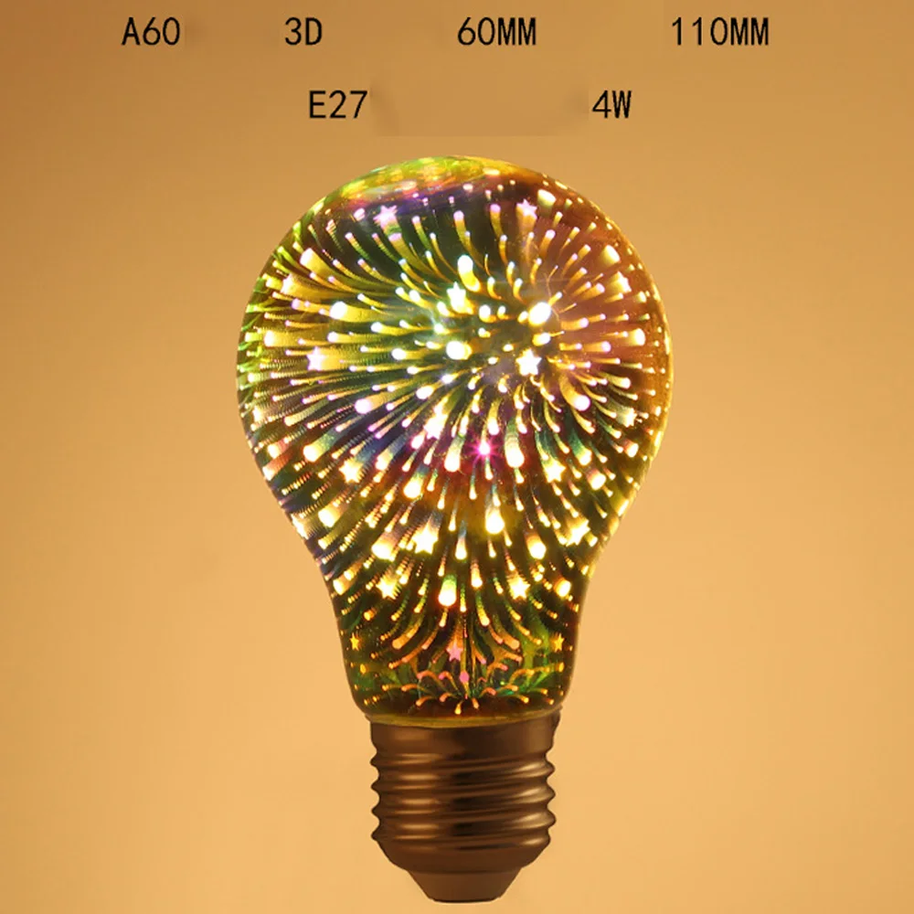 3D лампа-фейерверк Starry E27 AC 85-220V 4W Retro
