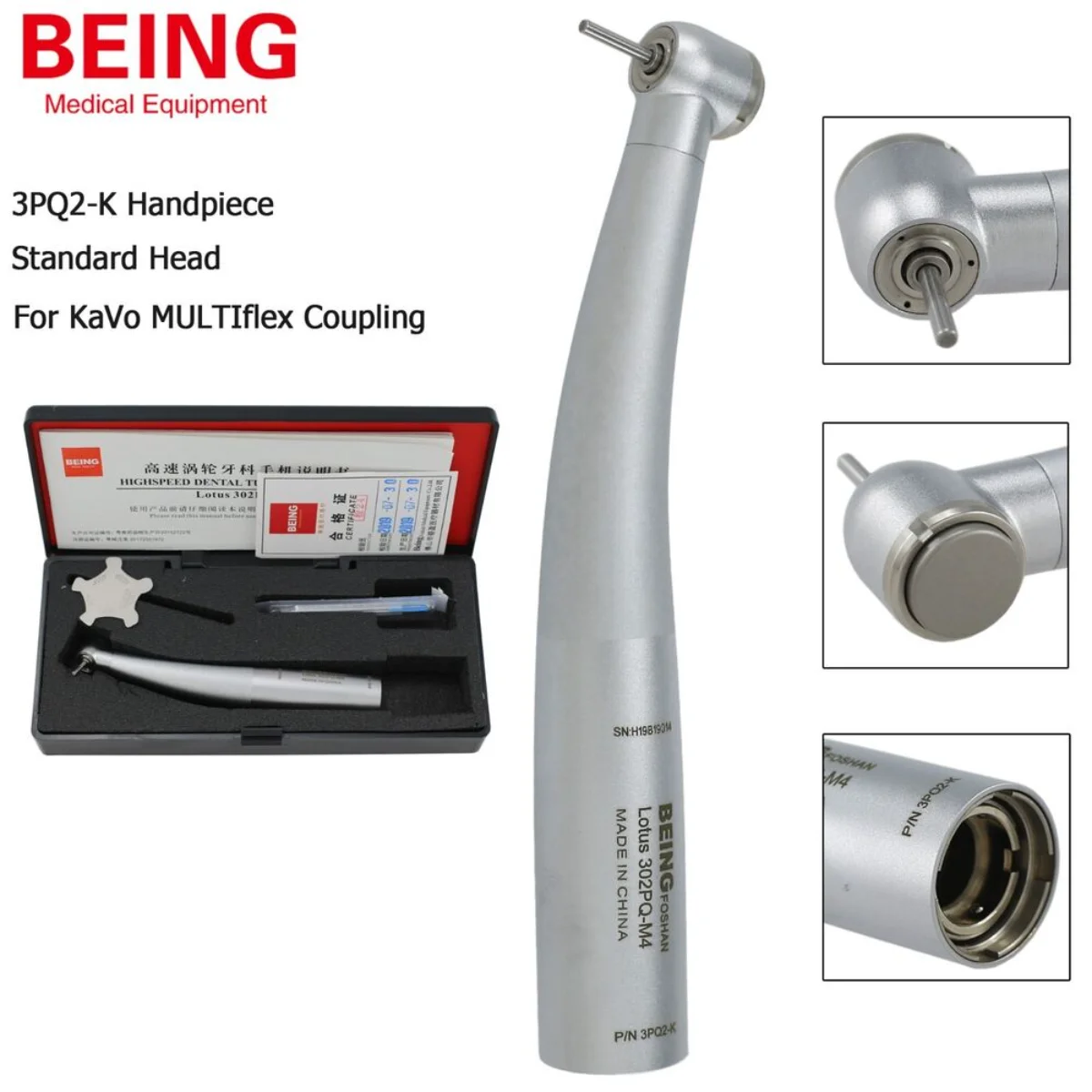 

BEING High Speed Handpiece Dental Turbine For KaVo Coupling 4 Hole MULTIflex LUX 302PQ-K