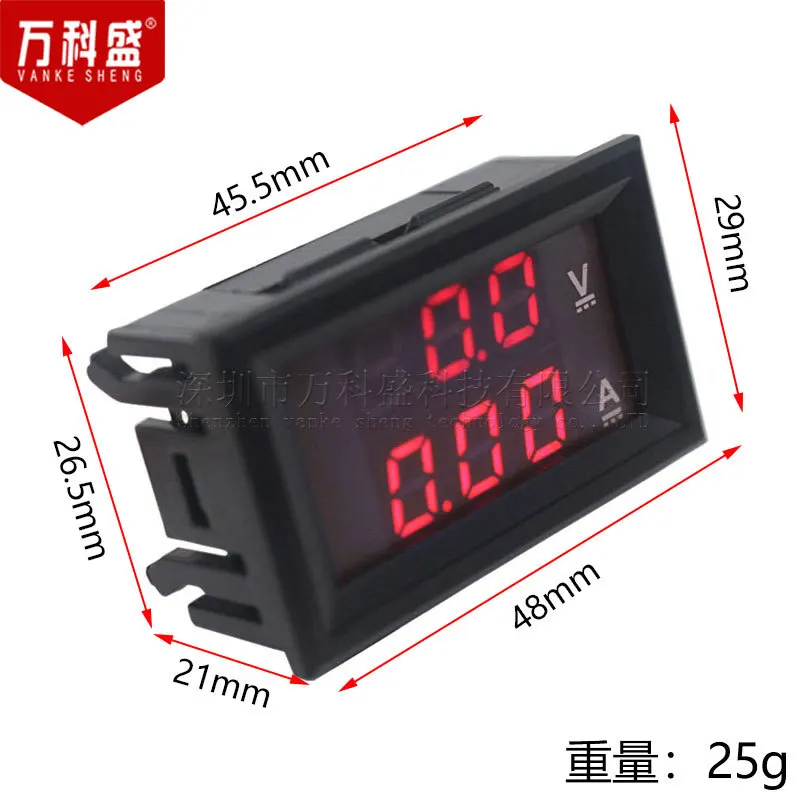Цифровой вольтметр Амперметр постоянного тока 0-100 в 10 А 50 двойной дисплей