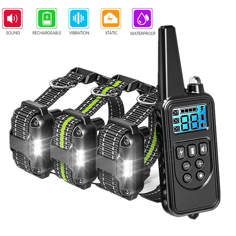 

Dog Training Collar 800m Remote Electronic Shock Training Collars Rechargeable Waterproof Stop Barking Dog Training Nylon rope