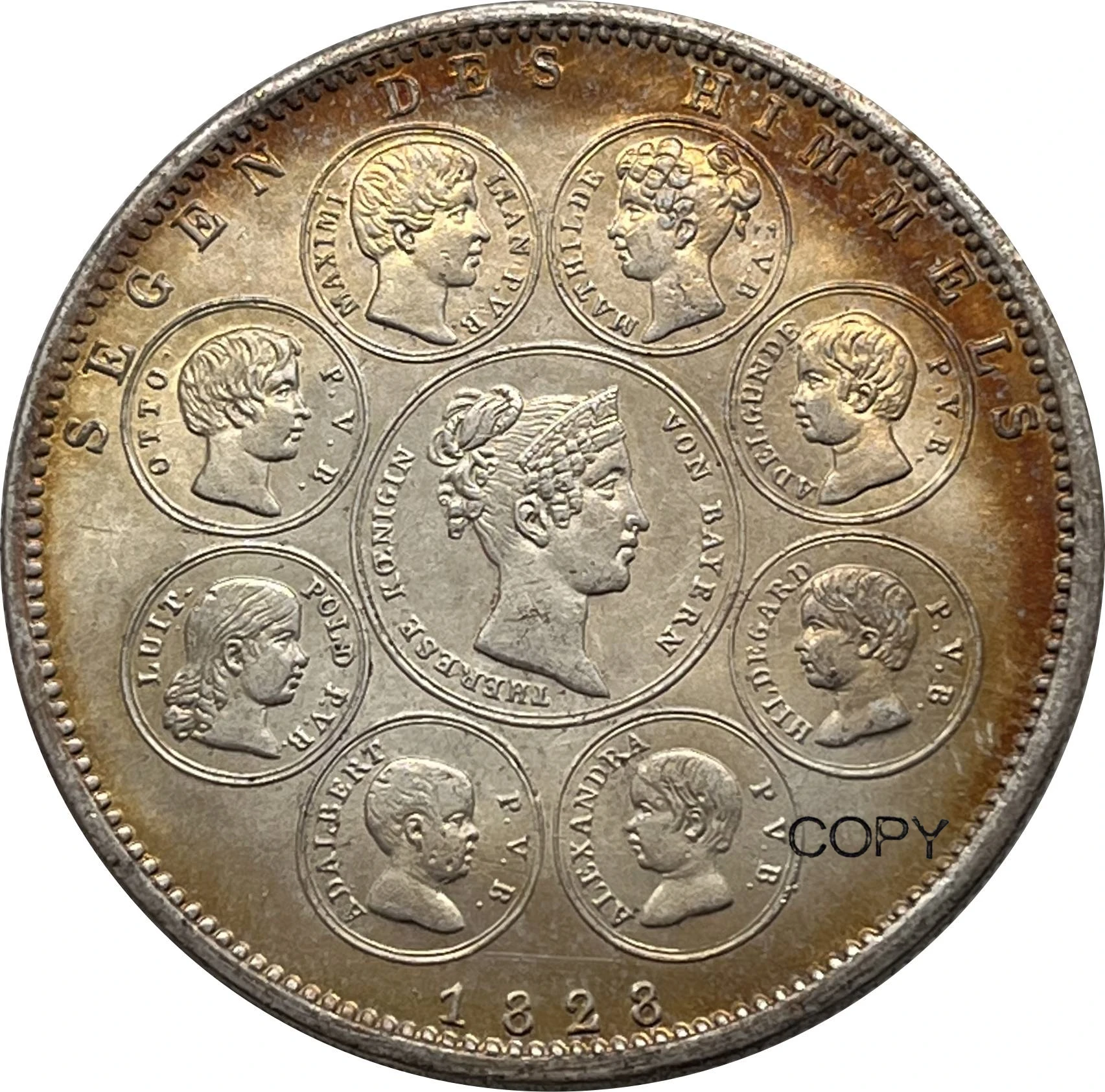 Баварийское немецкое государство 1828 г. 1 оргмент герметик Луис и Посеребренная