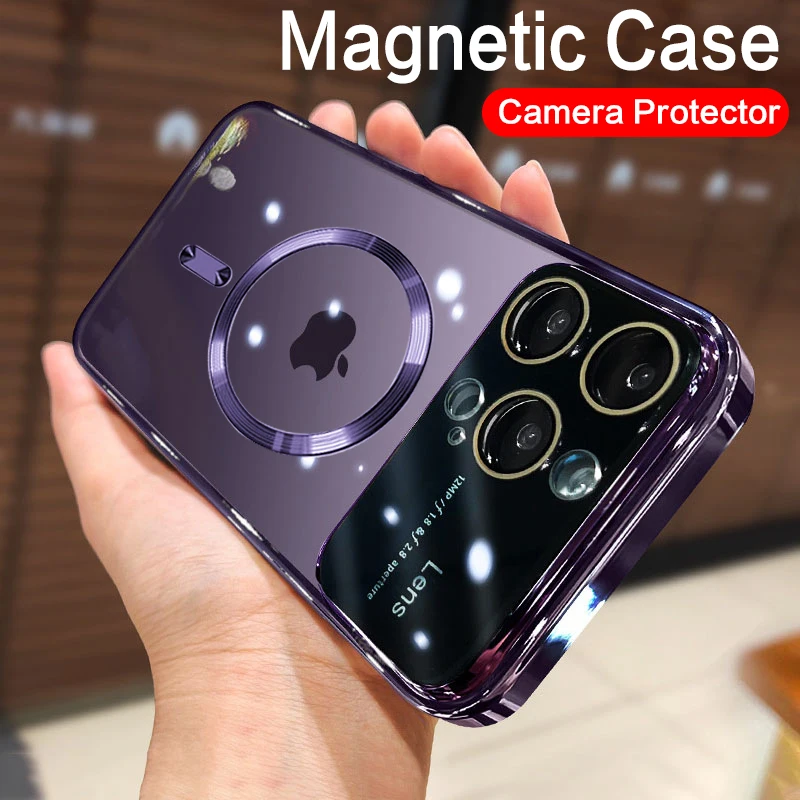 

Luxury Plating Magsafe Wireless Charge Case For iPhone 14 Plus 13 11 12 Pro Max Shockproof Soft Silicone Clear Cover Coque