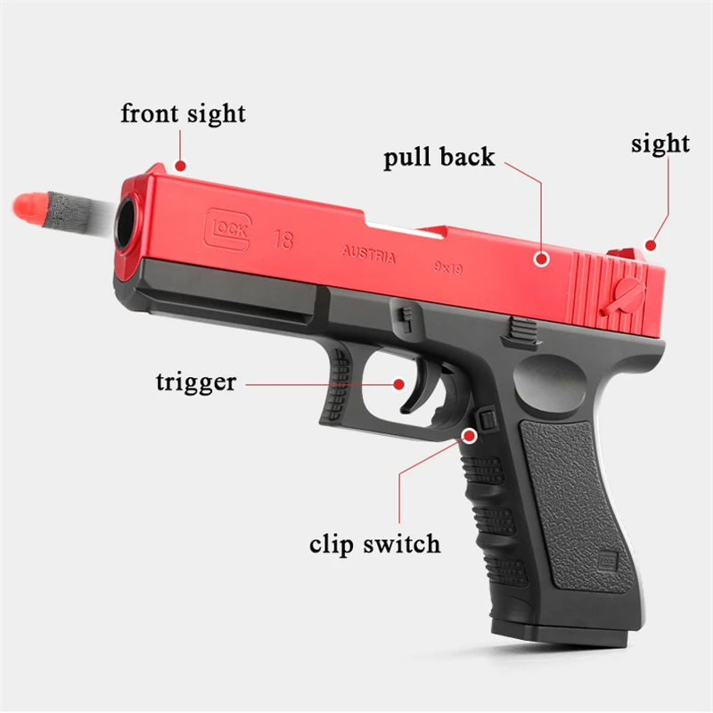 

M1911.Glock Shell Throwing Pistol Gun Toy EVA Soft Bullet Toy Gun Aiming Training Pistol airsoft for Boys Simulation CS Game Gun