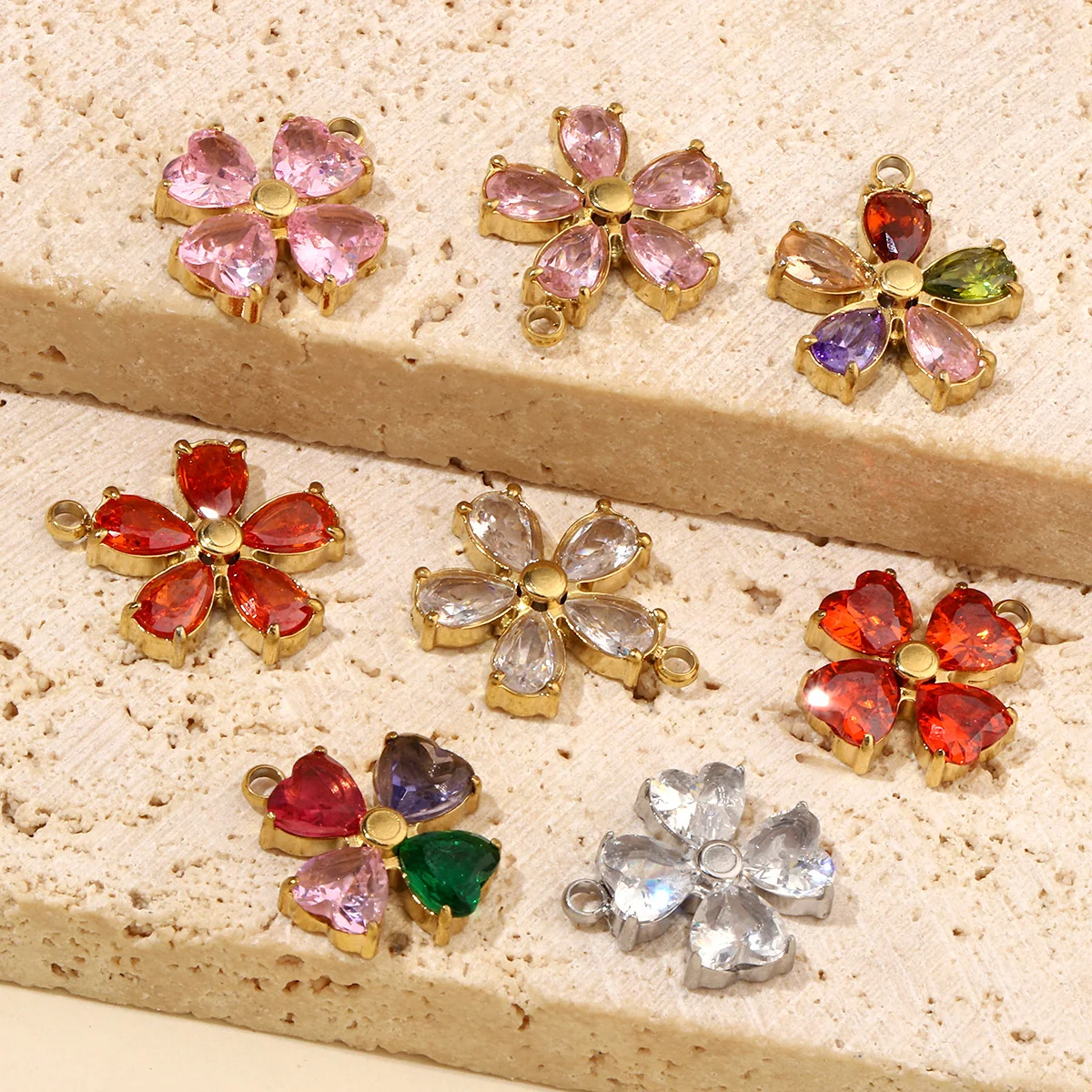 3 шт./лот кубический циркон сердце клевер нержавеющая сталь подвески сделай сам