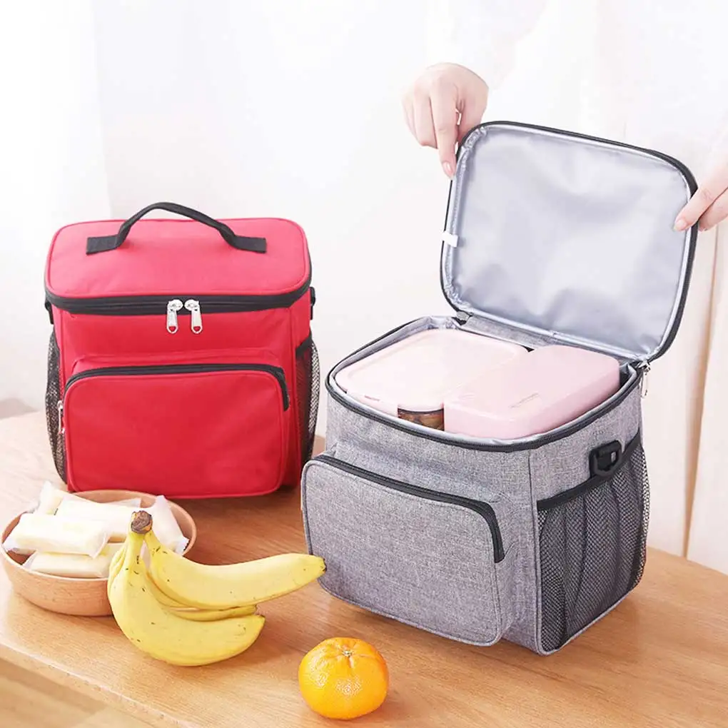 

Picnic Bag Insulation Bags Large Capacity Waterproof Carrying Storager Kitchen Travel Lunch Women Kid Tableware Red