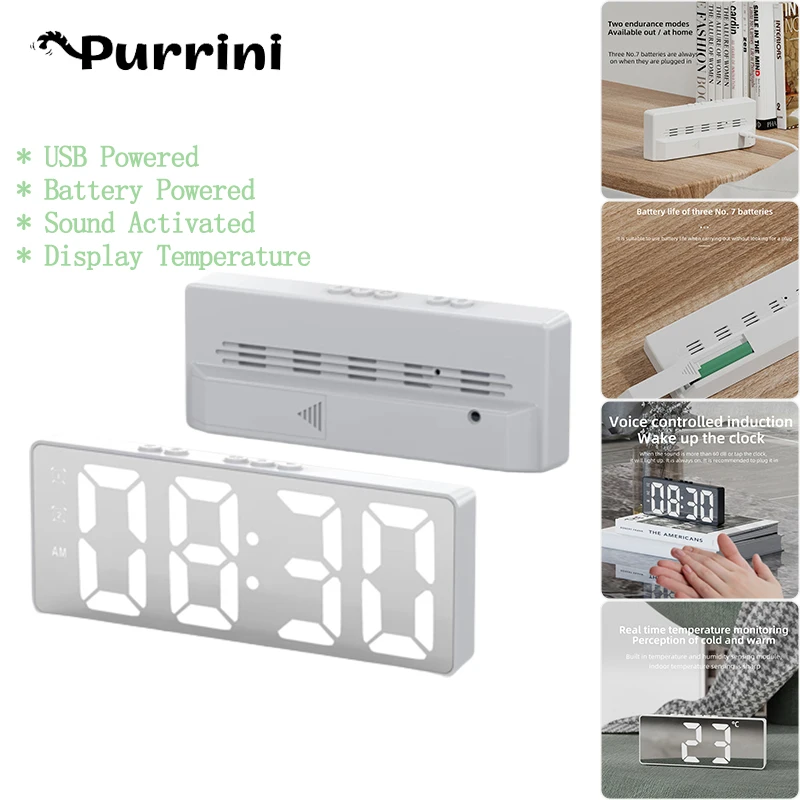 Digital Usb Battery Powered Voice Activated Mute Temperature