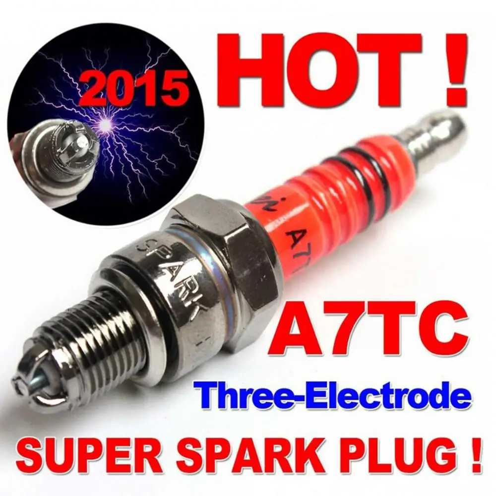 

1Pc Spark Plug A7TC A7TJC 3 Electrode GY6 50cc-125cc Moped Scooter ATV Quads