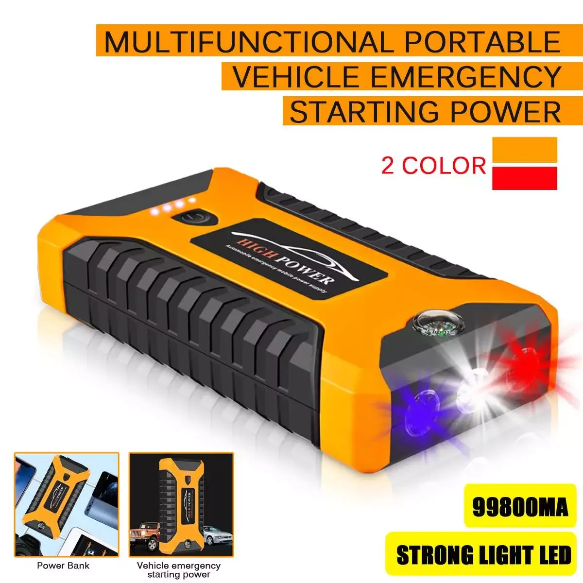 

NEW2023 ortable 0000mAh USB 2V ar ump tarter ultifunction uto ar attery ooster harger ooster mergency ower evice