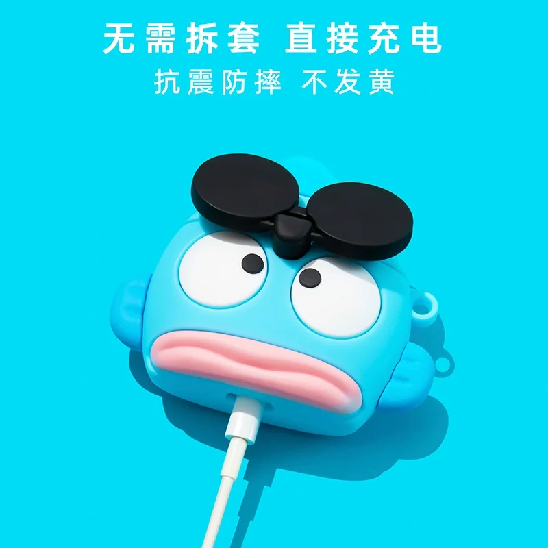 Фото Милый мультяшный силиконовый чехол в виде уродливой рыбки для AirPods Pro 3/4, защитный чехол для AirPods Pro 2, мягкий противоударный чехол для наушников, подарок №5